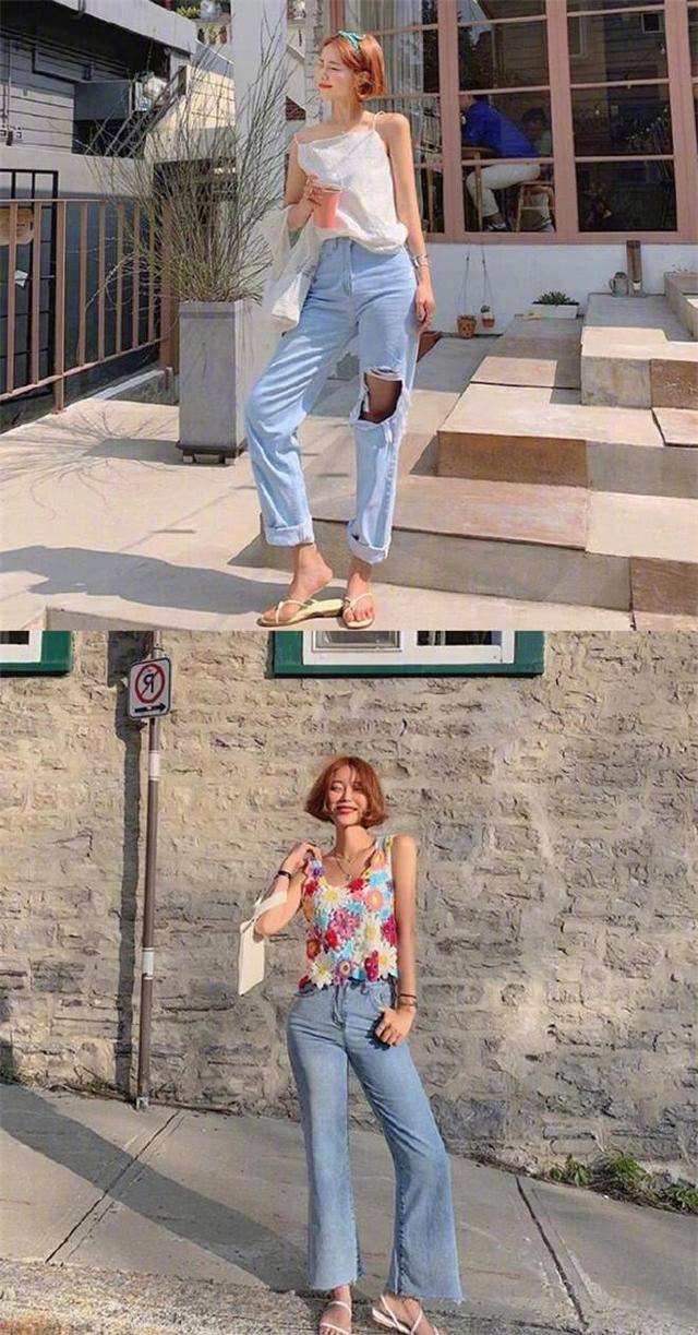 吊带背心 牛仔裤