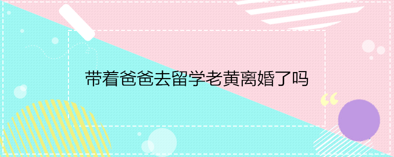 带着爸爸去留学老黄离婚了吗 每日科普
