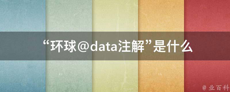  “环球@data注解”是什么意思？