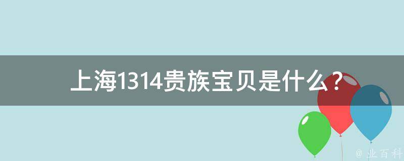  上海1314贵族宝贝是什么？