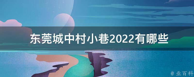  东莞城中村小巷2022有哪些具体的变化？