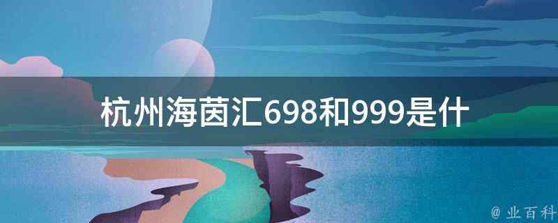  杭州海茵汇698和999是什么？
