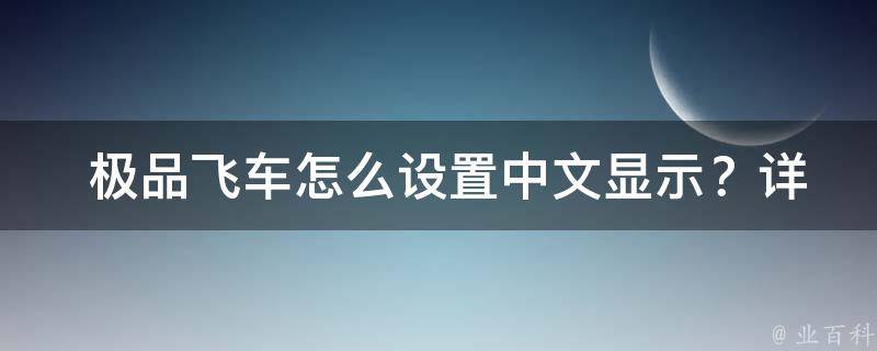  极品飞车怎么设置中文显示？详细教程助你轻松搞定