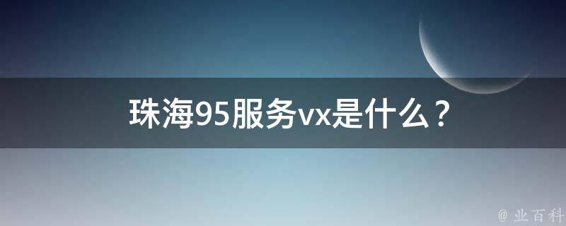  珠海95服务vx是什么？