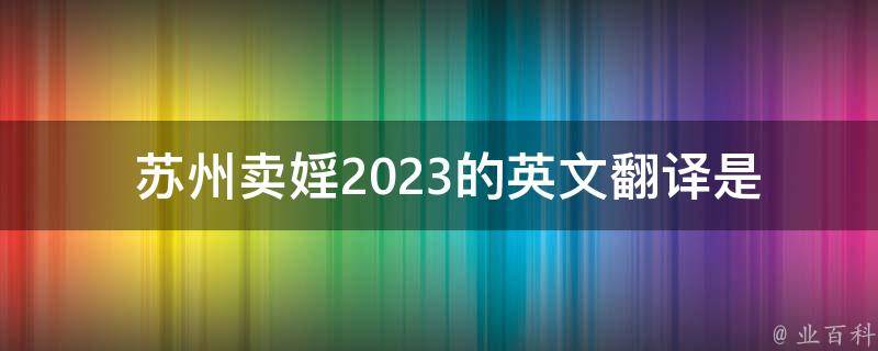  苏州卖婬2023的英文翻译是什么？