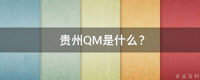  贵州QM是什么？