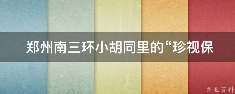  郑州南三环小胡同里的“珍视保存的图标”是什么样的？
