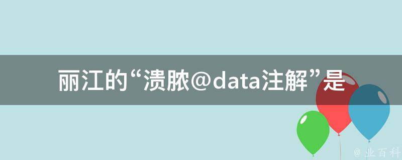 丽江的“溃脓@data注解”是什么样的服务？