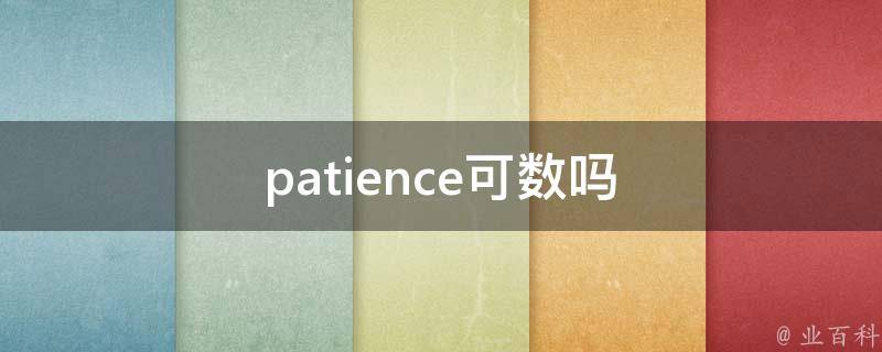 patience可数吗